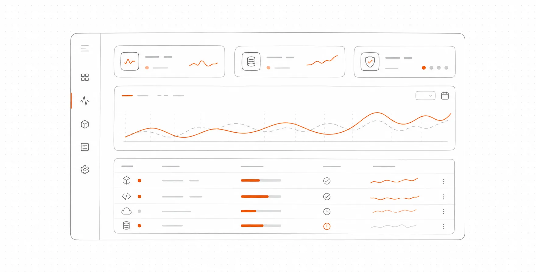 Scribble-Illustration eines Tracking- und Metriken-Dashboards